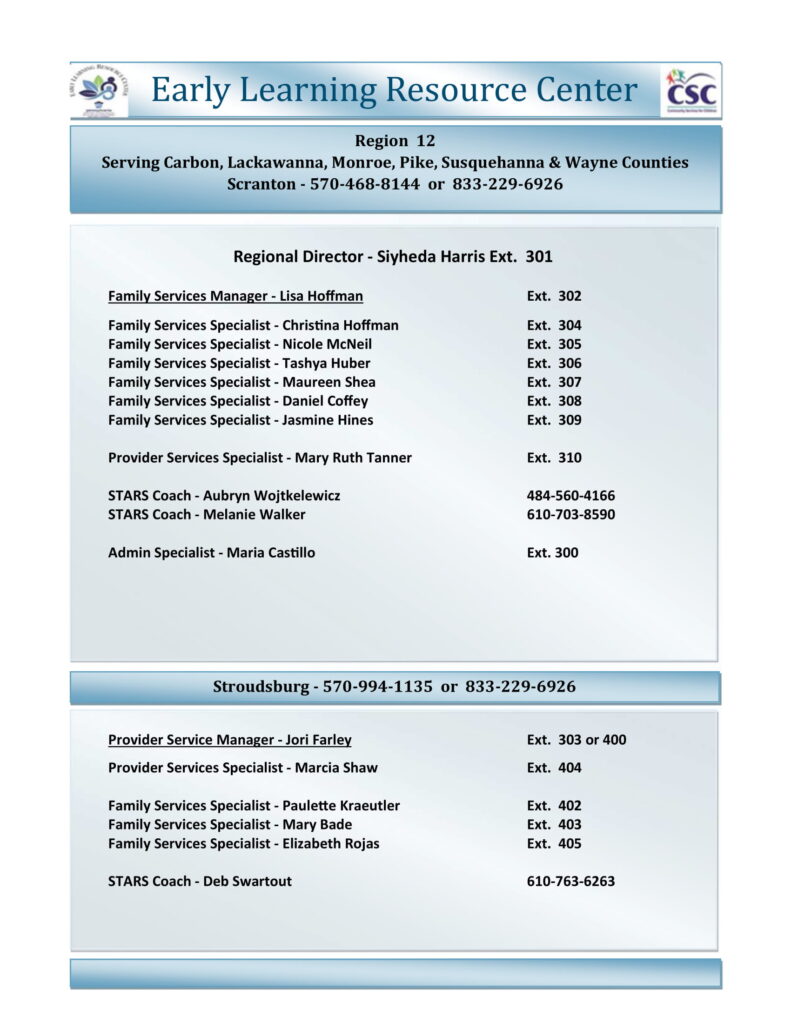 Region12Staffphonelistext1 ELRC Early Learning Resource Center